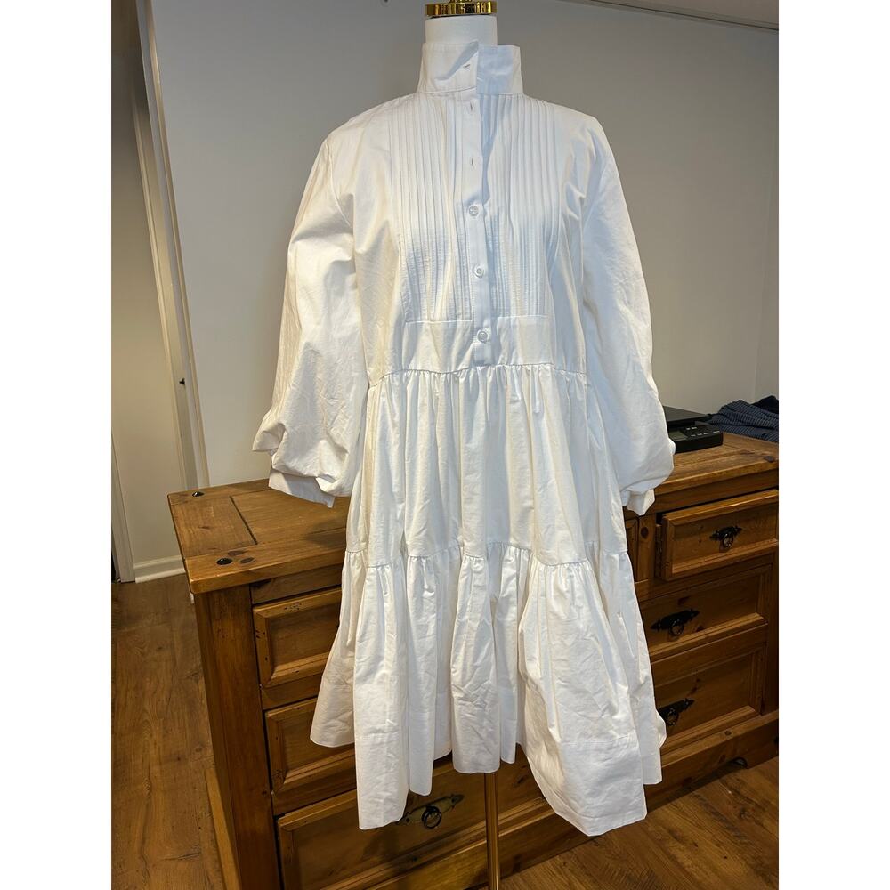 Marielle Stokkelaar Almelo NWT One Size Cecilia White Poplin Cotton Egyptian - Picture 3 of 15